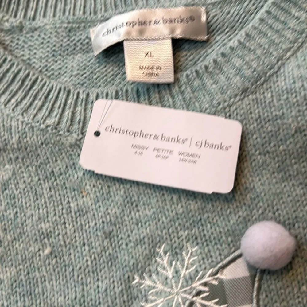Christopher & Banks Woman’s Holiday Gnome Sweater‎ Crew Neck Long Sleeve NWT XL